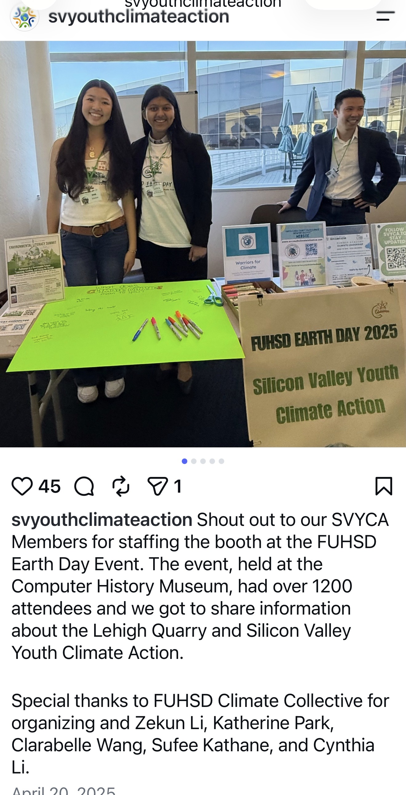 SVYCA members staffing a booth at the FUHSD Earth Day 2025 event