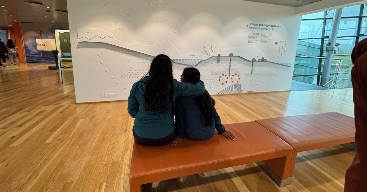 Sufee and her sister at a renewable energy exhibit in Iceland